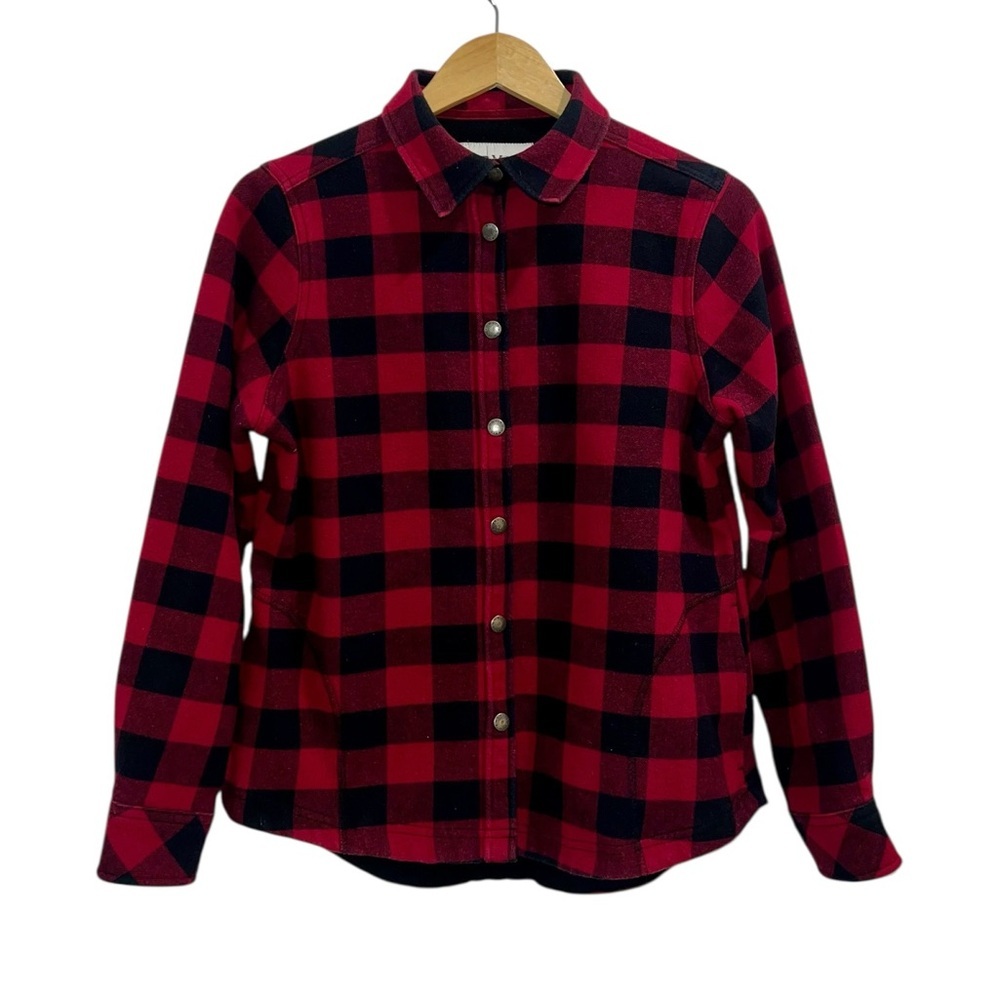 Orvis Fleece Lined Buffalo Plaid Flannel Shirt Jacket Red & Black - Picture 4 of 4